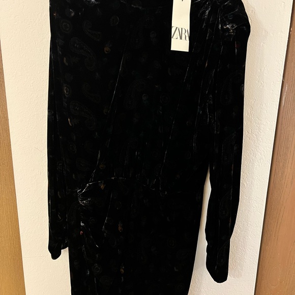 NWT ZARA Paisley Velour Dress - Picture 4 of 7
